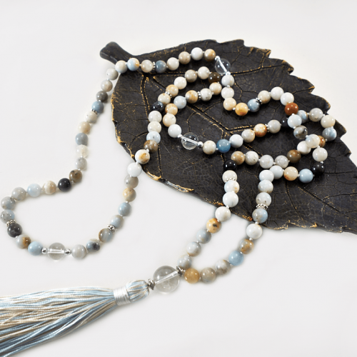 Knotted Multi-colour Amazonite Mala Necklace