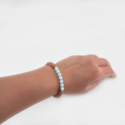 Rudraksha & Amazonite Mala Bracelet