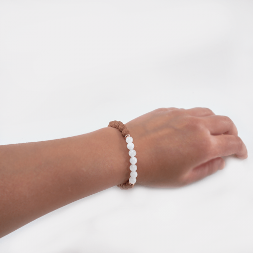 Rudraksha & White Jade Mala Bracelet