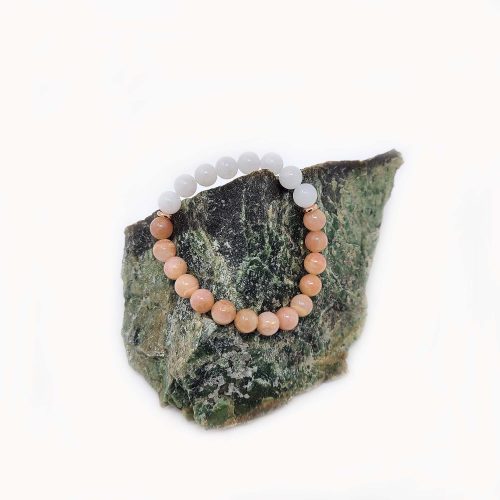 Pink Opal & White Jade Mala Bracelet